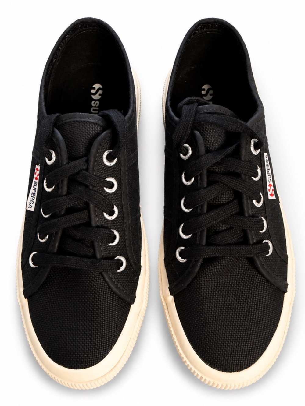 Superga Black 2750 Cotu Low-Top Sneakers with Cream Sole